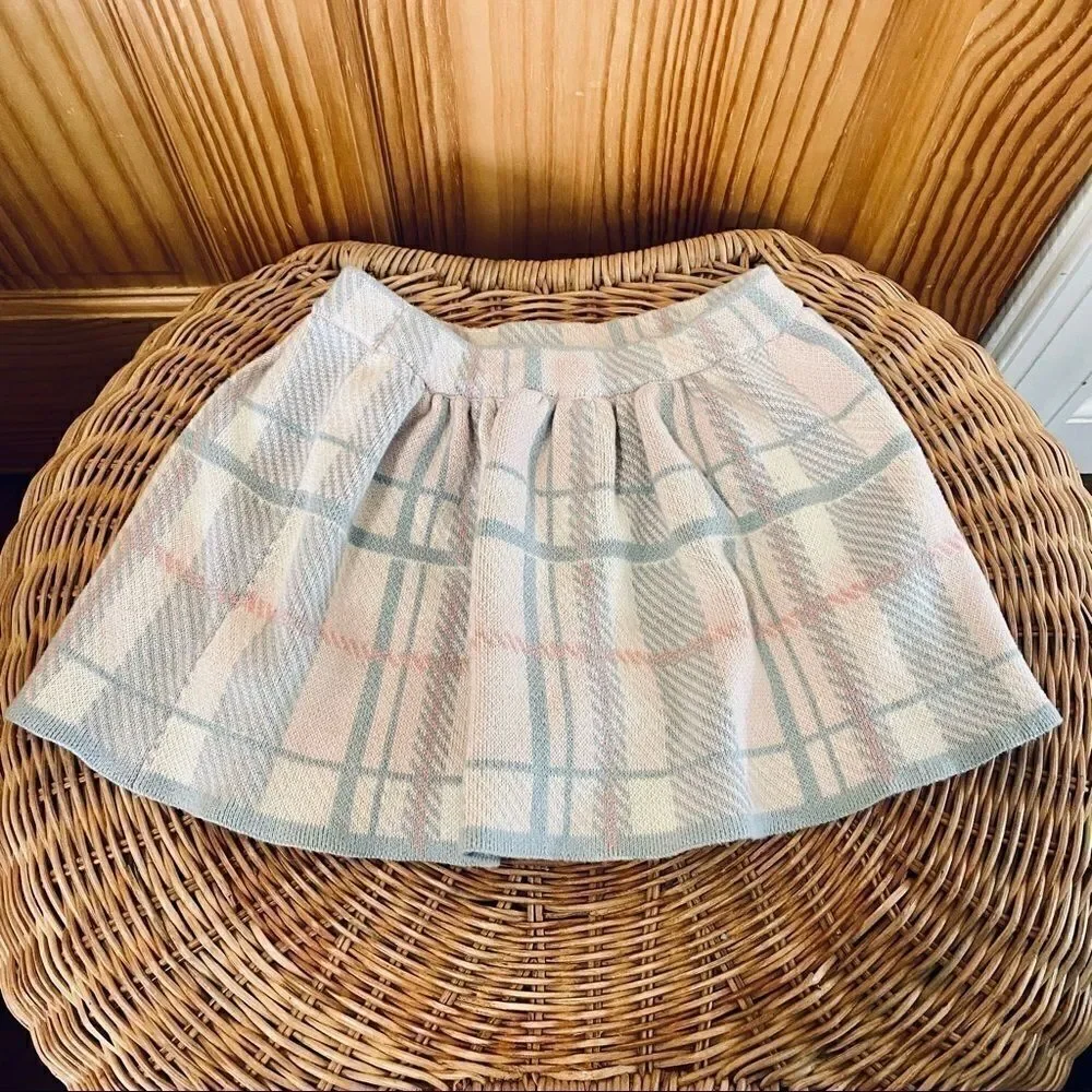 Thick cotton blue pink pleated school girl skirt 6
